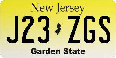 NJ license plate J23ZGS