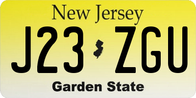 NJ license plate J23ZGU