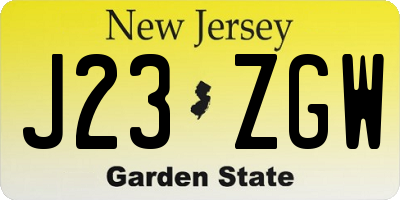 NJ license plate J23ZGW