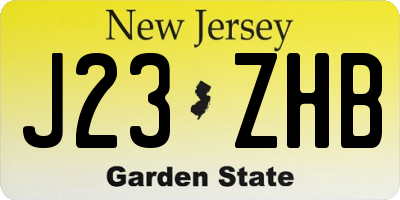 NJ license plate J23ZHB