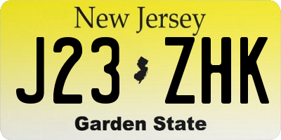 NJ license plate J23ZHK