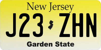 NJ license plate J23ZHN