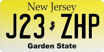 NJ license plate J23ZHP
