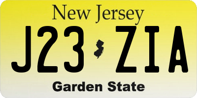 NJ license plate J23ZIA