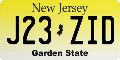NJ license plate J23ZID