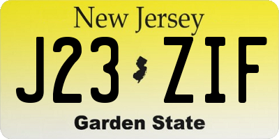 NJ license plate J23ZIF