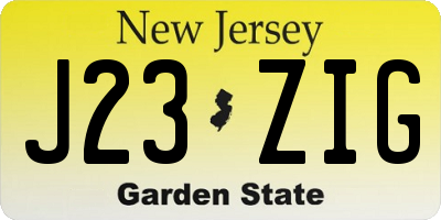 NJ license plate J23ZIG