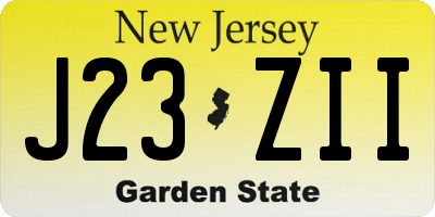 NJ license plate J23ZII