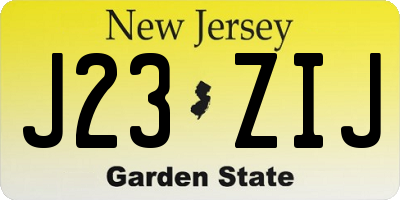 NJ license plate J23ZIJ