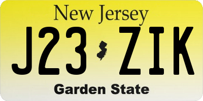 NJ license plate J23ZIK
