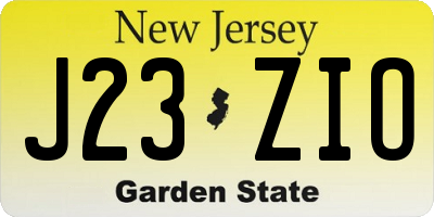 NJ license plate J23ZIO