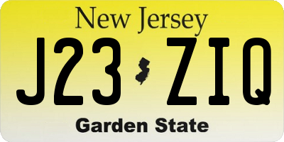 NJ license plate J23ZIQ