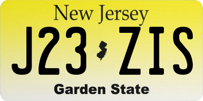 NJ license plate J23ZIS