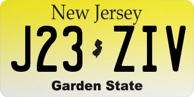 NJ license plate J23ZIV