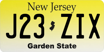 NJ license plate J23ZIX
