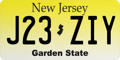 NJ license plate J23ZIY