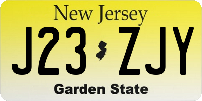 NJ license plate J23ZJY