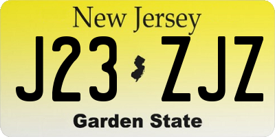 NJ license plate J23ZJZ