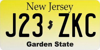 NJ license plate J23ZKC