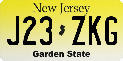 NJ license plate J23ZKG