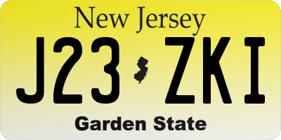 NJ license plate J23ZKI