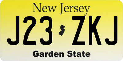 NJ license plate J23ZKJ
