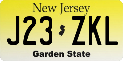 NJ license plate J23ZKL