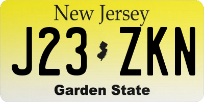 NJ license plate J23ZKN