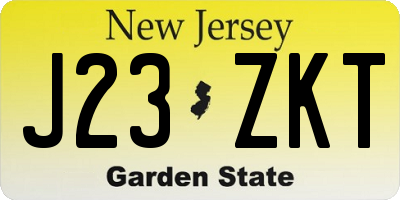 NJ license plate J23ZKT