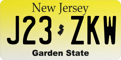 NJ license plate J23ZKW