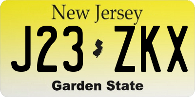 NJ license plate J23ZKX