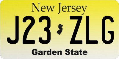 NJ license plate J23ZLG