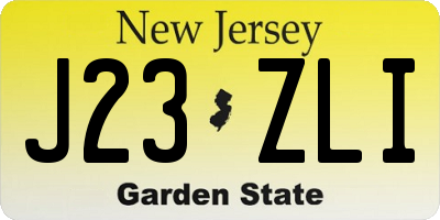 NJ license plate J23ZLI