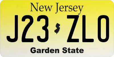 NJ license plate J23ZLO