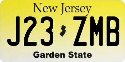 NJ license plate J23ZMB