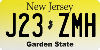 NJ license plate J23ZMH