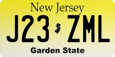 NJ license plate J23ZML