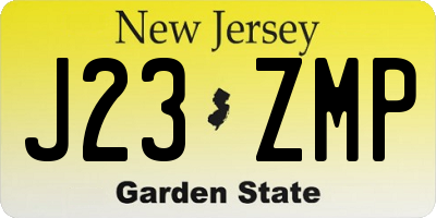 NJ license plate J23ZMP