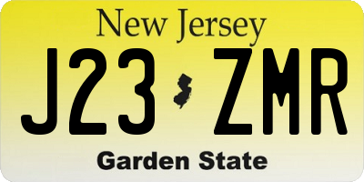 NJ license plate J23ZMR
