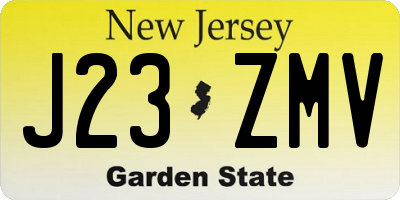 NJ license plate J23ZMV
