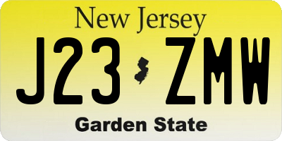 NJ license plate J23ZMW