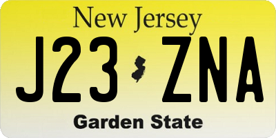 NJ license plate J23ZNA