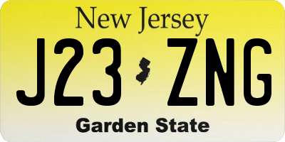 NJ license plate J23ZNG