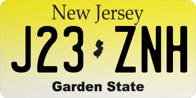 NJ license plate J23ZNH