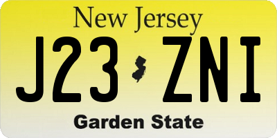 NJ license plate J23ZNI