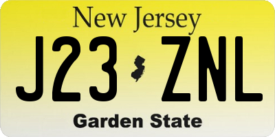 NJ license plate J23ZNL
