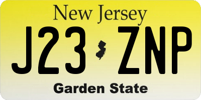 NJ license plate J23ZNP