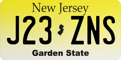 NJ license plate J23ZNS