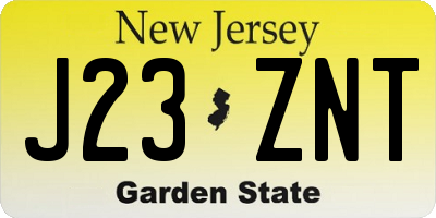 NJ license plate J23ZNT