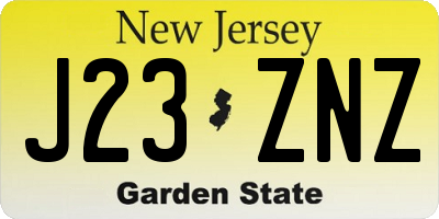 NJ license plate J23ZNZ